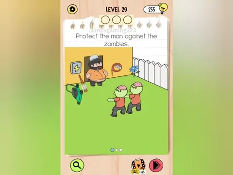 Brain Test 5 Level 29 - Protect the man against the zombies. (Image 1)