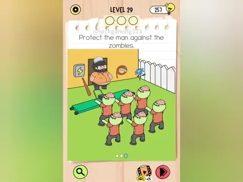 Brain Test 5 Level 29 - Protect the man against the zombies. (Image 5)