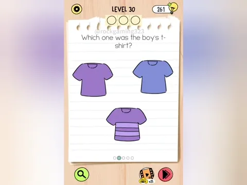 Brain Test 5 Level 30 - Which one was the boy's t-shirt? (Image 1)