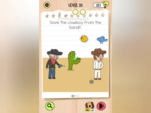 Brain Test 5 Level 33 - Save the cowboy from the bandit! (Image 3)