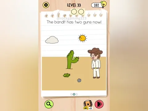 Brain Test 5 Level 33 - The bandit has two guns now! (Image 1)