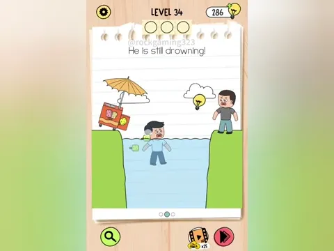 Brain Test 5 Level 34 - He is still drowning! (Image 1)