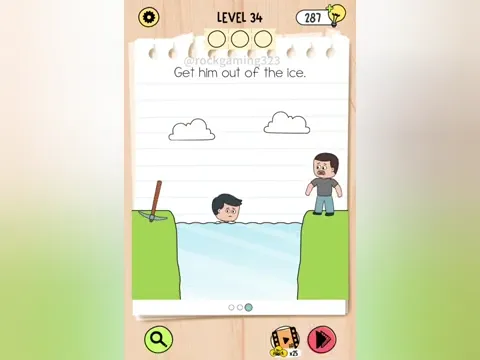 Brain Test 5 Level 34 - Get him out of the ice. (Image 1)