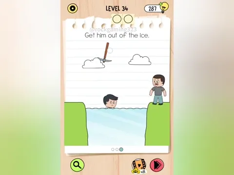 Brain Test 5 Level 34 - Get him out of the ice. (Image 2)