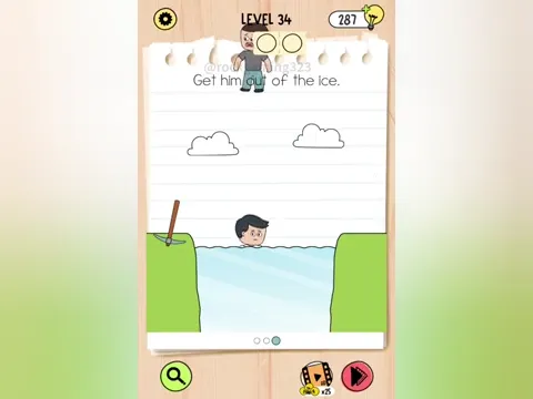 Brain Test 5 Level 34 - Get him out of the ice. (Image 3)