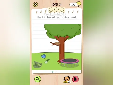 Brain Test 5 Level 35 - The bird must get to his nest. (Image 1)