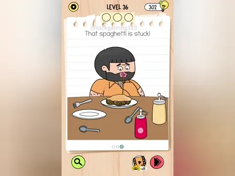 Brain Test 5 Level 36 - That spaghetti is stuck! (Image 1)