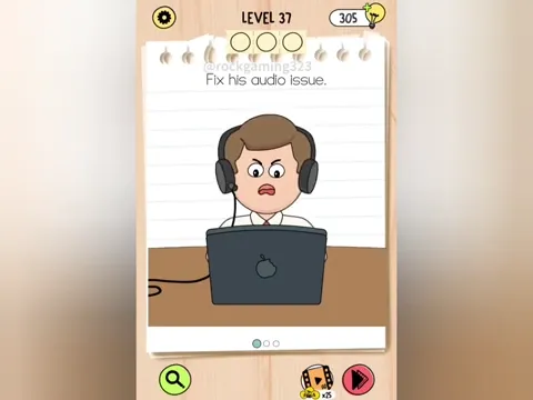 Brain Test 5 Level 37 - Fix his audio issue. (Image 1)