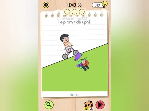 Brain Test 5 Level 38 - Help him ride uphill! (Image 1)