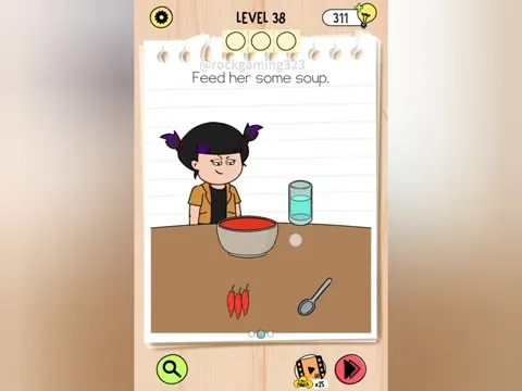 Brain Test 5 Level 38 - Feed her some soup. (Image 1)