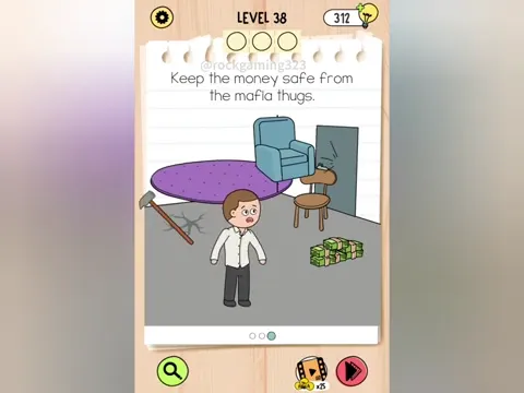 Brain Test 5 Level 38 - Keep the money safe from the mafia thugs. (Image 3)