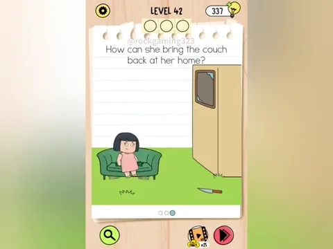 Brain Test 5 Level 42 - How can she bring the couch back after her home? (Image 2)