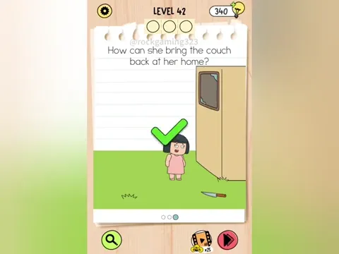 Brain Test 5 Level 42 - How can she bring the couch back after her home? (Image 3)