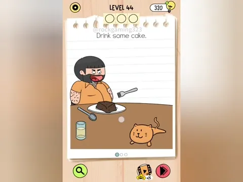 Brain Test 5 Level 44 - Drink some cake. (Image 1)