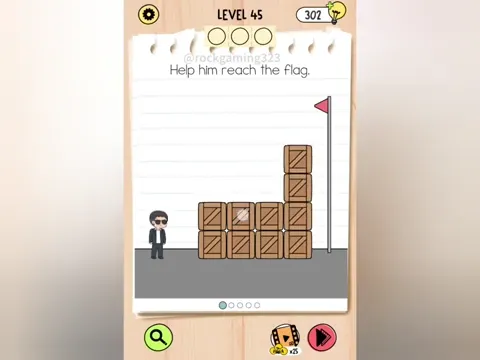 Brain Test 5 Level 45 - Help him reach the flag. (Image 1)