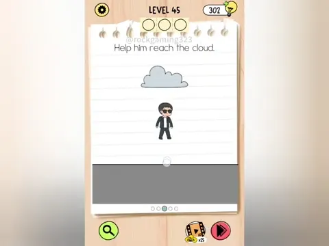 Brain Test 5 Level 45 - Help him reach the cloud. (Image 1)