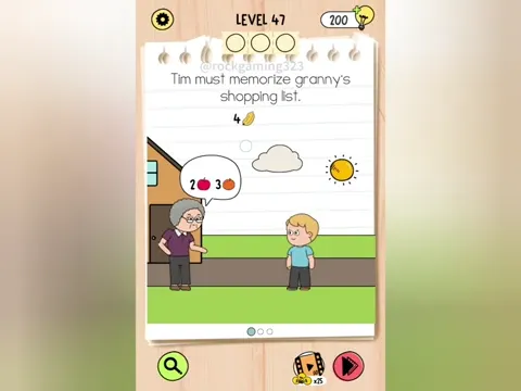 Brain Test 5 Level 47 - Tim must memorize granny's shopping list. (Image 1)