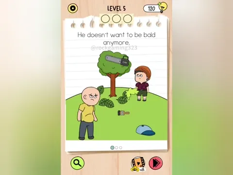Brain Test 5 Level 5 - He doesn't want to be bald anymore (Image 1)