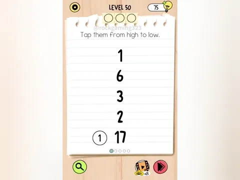 Brain Test 5 Level 50 - Tap them from high to low. (Image 1)