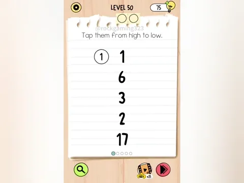 Brain Test 5 Level 50 - Tap them from high to low. (Image 2)