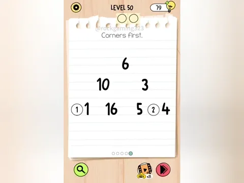 Brain Test 5 Level 50 - Corners first. (Image 1)