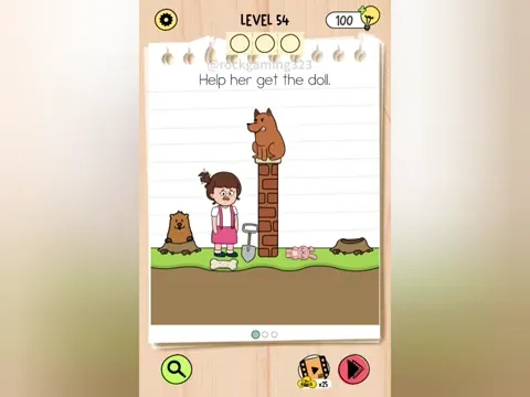 Brain Test 5 Level 54 - Help her get the doll. (Image 1)