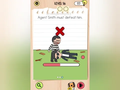 Brain Test 5 Level 56 - Agent Smith must defeat him. (Image 1)