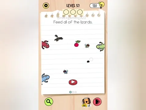 Brain Test 5 Level 57 - Feed all of the lizards. (Image 1)