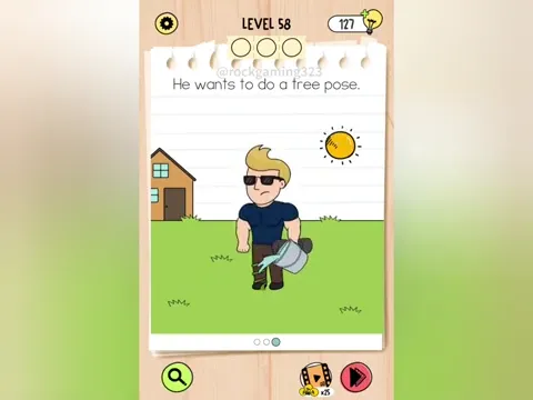 Brain Test 5 Level 58 - He wants to do a free pose. (Image 1)