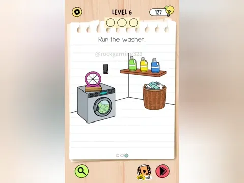 Brain Test 5 Level 6 - Run the washer. (Image 1)