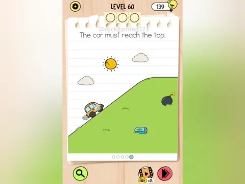 Brain Test 5 Level 60 - The car must reach the top. (Image 1)