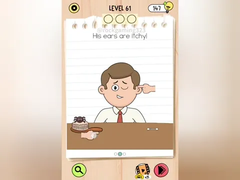 Brain Test 5 Level 61 - His ears are itchy! (Image 1)