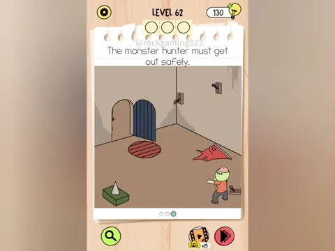 Brain Test 5 Level 62 - The monster hunter must get out safely. (Image 2)