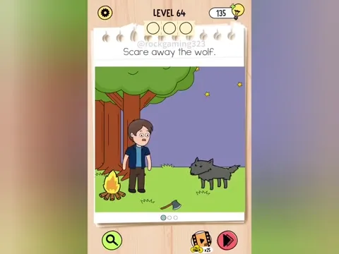 Brain Test 5 Level 64 - Scare away the wolf. (Image 1)