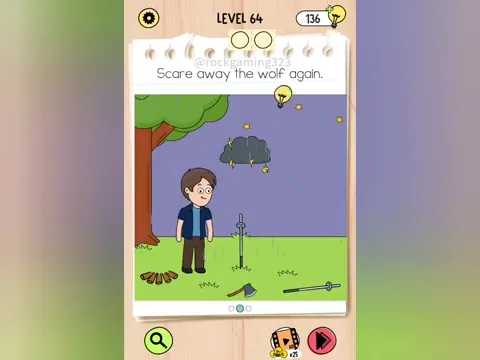 Brain Test 5 Level 64 - Scare away the wolf again. (Image 1)