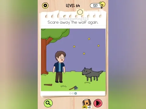 Brain Test 5 Level 64 - Scare away the wolf again. (Image 2)