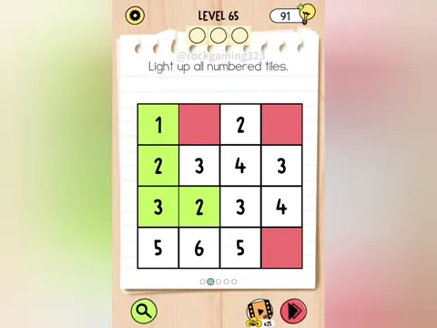 Brain Test 5 Level 65 - Light up all numbered tiles. (Image 2)