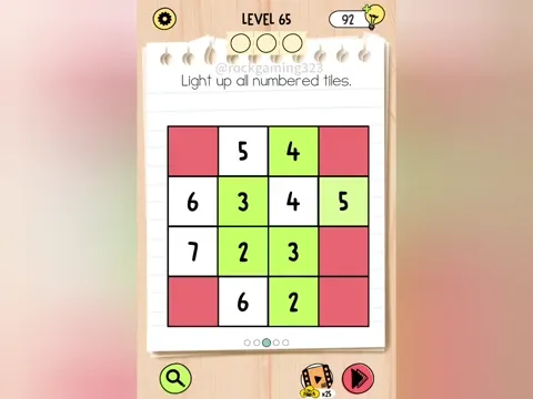 Brain Test 5 Level 65 - Light up all numbered tiles. (Image 3)