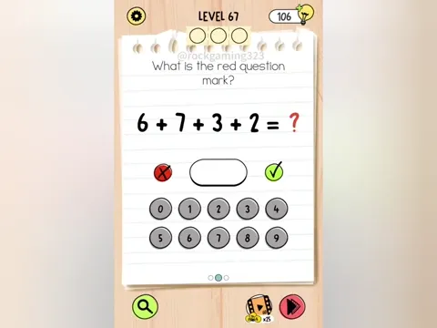 Brain Test 5 Level 67 - What is the red question mark? (Image 1)