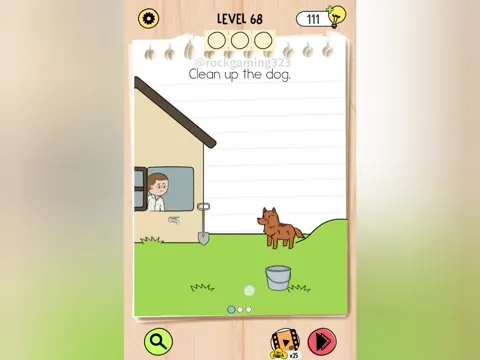 Brain Test 5 Level 68 - Clean up the dog. (Image 1)