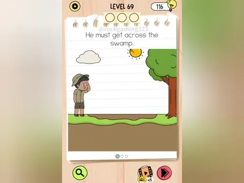 Brain Test 5 Level 69 - He must get across the swamp. (Image 1)