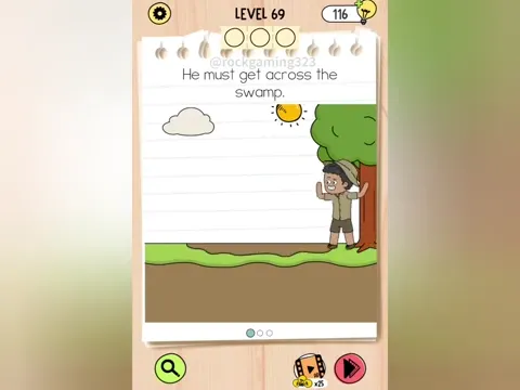 Brain Test 5 Level 69 - He must get across the swamp. (Image 2)