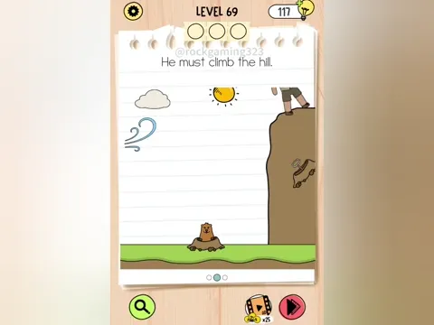 Brain Test 5 Level 69 - He must climb the hill. (Image 2)
