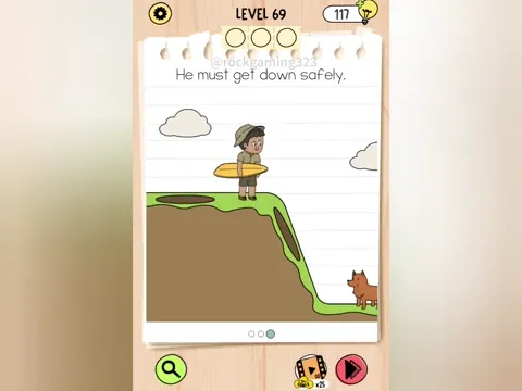 Brain Test 5 Level 69 - He must get down safely. (Image 1)
