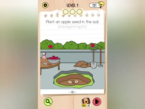 Brain Test 5 Level 7 - Plant an apple seed in the soil. (Image 1)