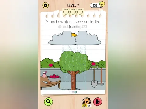 Brain Test 5 Level 7 - Provide water, then sun to the apple tree sapling. (Image 2)