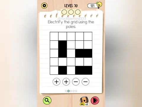 Brain Test 5 Level 70 - Electrify the grid using the poles. (Image 2)