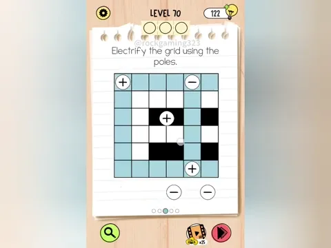 Brain Test 5 Level 70 - Electrify the grid using the poles. (Image 3)