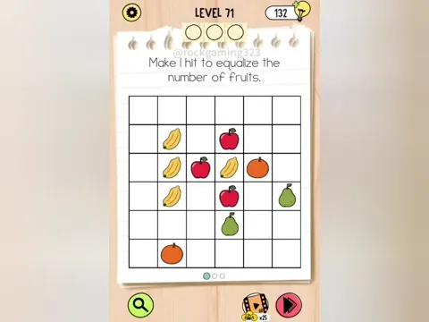 Brain Test 5 Level 71 - Equalize the number of fruits. (Image 1)