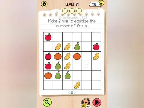 Brain Test 5 Level 71 - Equalize the number of fruits. (Image 2)